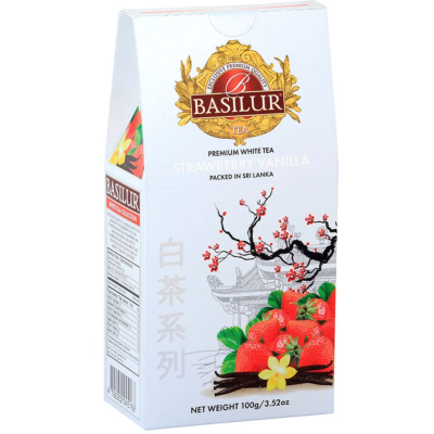 Чай белый Базилур со вкусом Клубники и Ванили 100 грамм