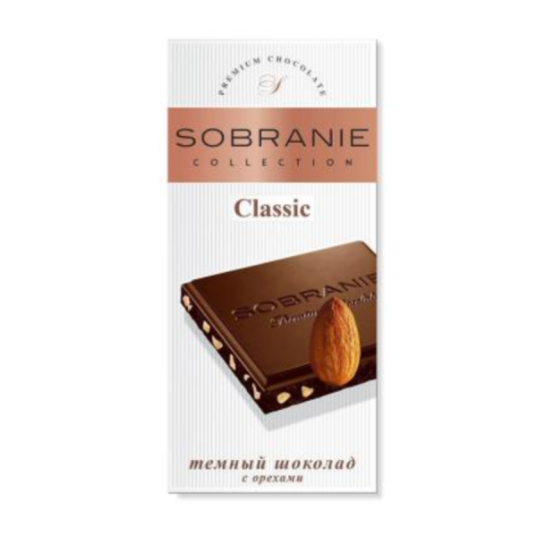 SOBRANIE темный шоколад с орехами в картоне 90 грамм