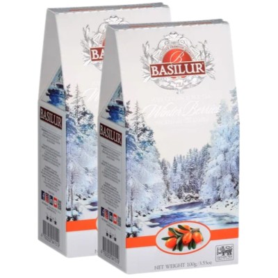 Чай черный Базилур Зимние ягоды облепиха 100 грамм 2 штуки