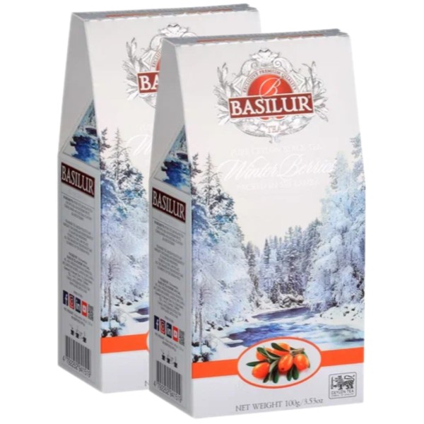 Чай черный Базилур Зимние ягоды облепиха 100 грамм 2 штуки
