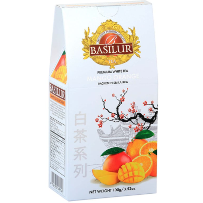 Белый чай Базилур со вкусом Манго и Апельсина 100 грамм