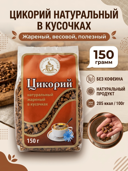 Цикорий Русский жареный натуральный в кусочках 150 грамм