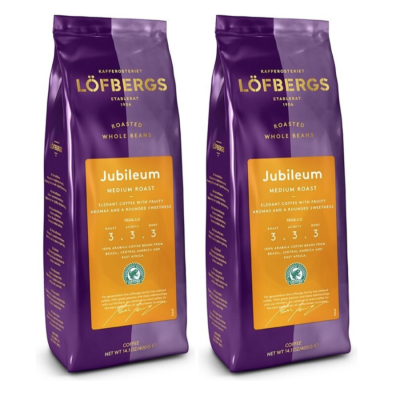 Кофе в зернах Lofbergs Jubileum 400 грамм 2 штуки