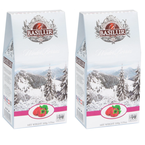 Чай черный листовой Базилур Зимние ягоды Малина 100 грамм 2 штуки