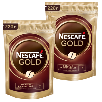 Кофе растворимый Nescafe Gold 220 грамм 2 штуки