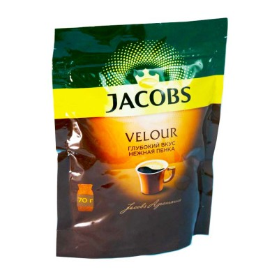 Кофе растворимый Якобс Веллюр 70 грамм, мягкая упаковка