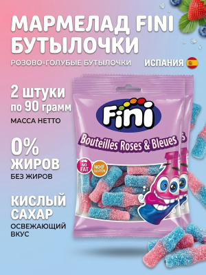 Мармелад жевательный бутылочки Fini розово-голубой 90 грамм, 2 штуки Испания