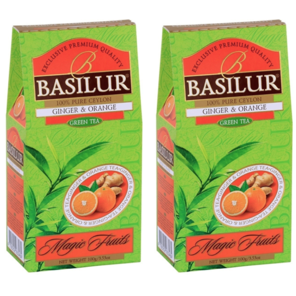 Чай зеленый Базилур Имбирь и Апельсин 100 грамм 2 штуки