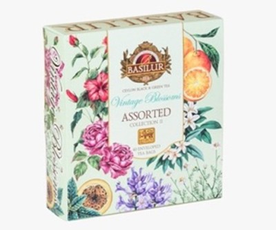 Базилур Ассорти черного и зеленого чай, 40 пакетов, Винтажные цветы